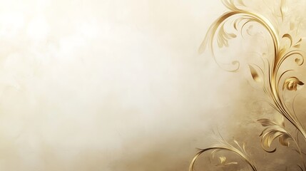 Elegant gold floral design on beige background