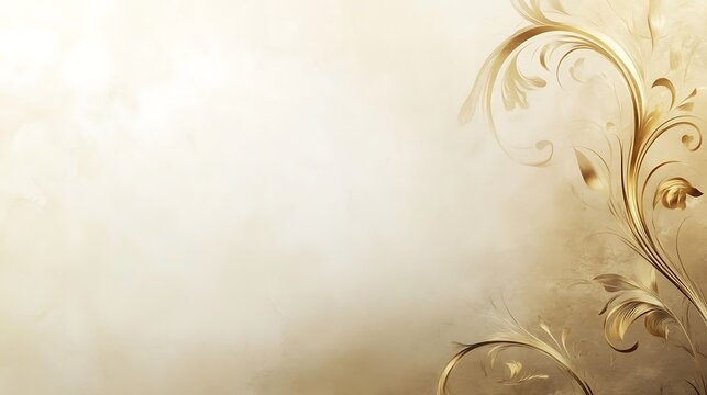Elegant gold floral design on beige background