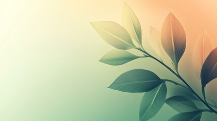 Soft-hued leaves on a branch against a blurred background