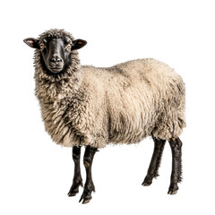 Obraz premium vintage scandinavian sheep alone in pastoral landscape 