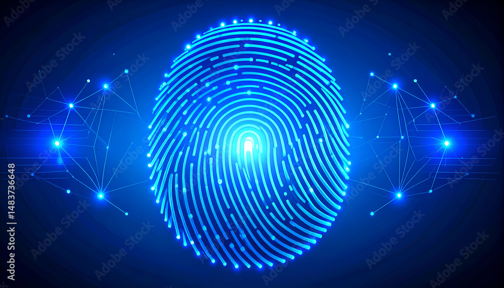 Aufkleber digital fingerprint biometric scanning with security technology background concept