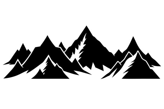 Mountine Peak Silhoutte Set Illustration, mountine silhouette