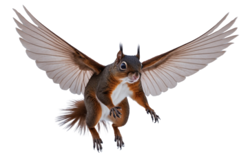 Flying Squirrel A Fantasy Illustration of a Winged Rodent in Flight