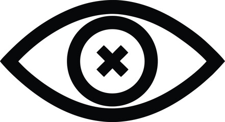 eye with cross hidden view icon vector illustration