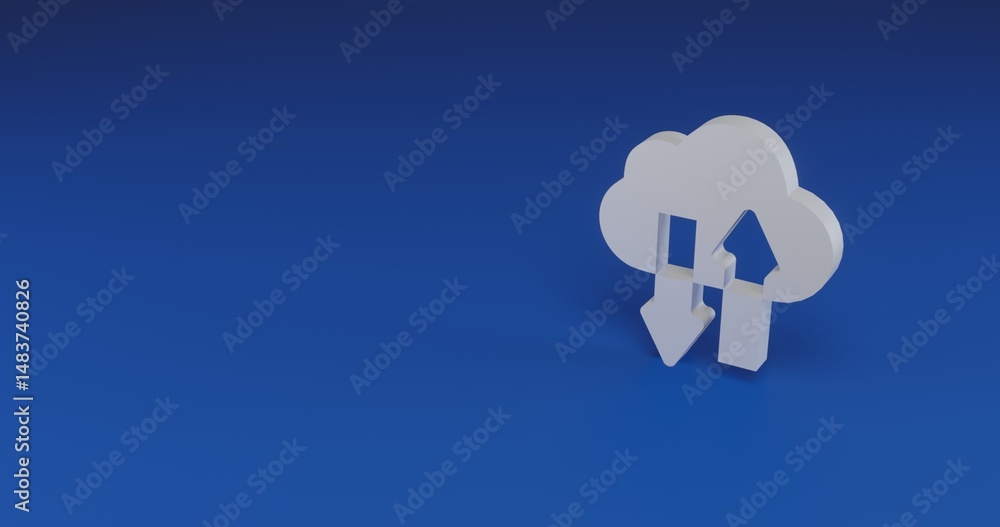 Poster isolated realistic white cloud technology symbol with shadow. located on the right side of the scene