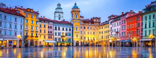 Fototapeta premium Colorful Architecture of Trieste, Italy at Sunrise – Travel and Urban Landscape Photography
