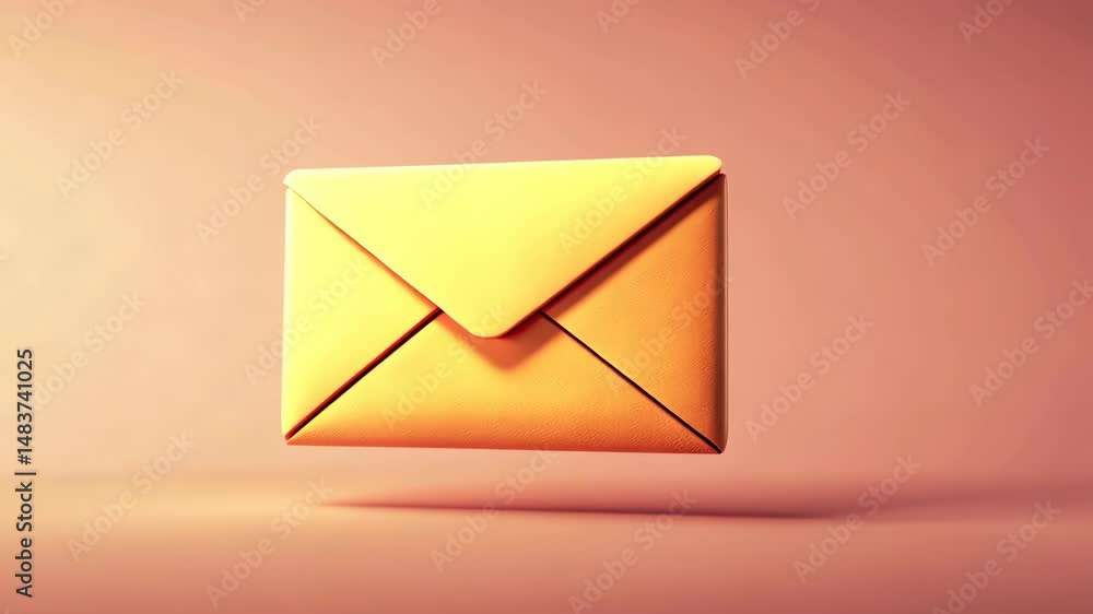 Poster a yellow envelope is floating in the air. the envelope is open and has a white letter on it