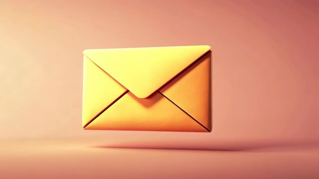 A yellow envelope is floating in the air. The envelope is open and has a white letter on it