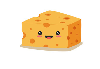 A cute, cartoon cheese block celebrates National Cheese Day! Bright, cheerful, and perfect for food-related marketing. Simple, appealing design.