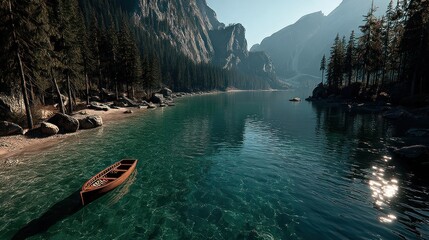 Tranquil lakeside scene