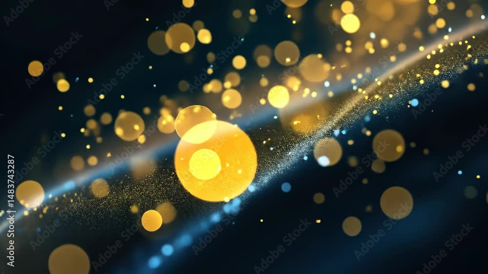 Poster blurry, colorful, and abstract representation of a wave. the waves are made up of small, glowing dot