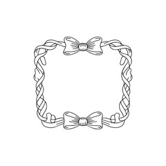 Handdrawn Ribbon  Frame Line Art Vector 