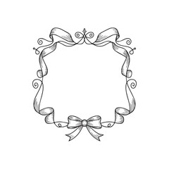 Handdrawn Ribbon  Frame Line Art Vector 