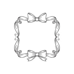Handdrawn Ribbon  Frame Line Art Vector 