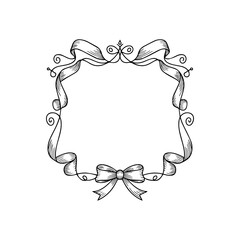 Handdrawn Ribbon  Frame Line Art Vector 