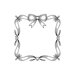 Handdrawn Ribbon  Frame Line Art Vector 