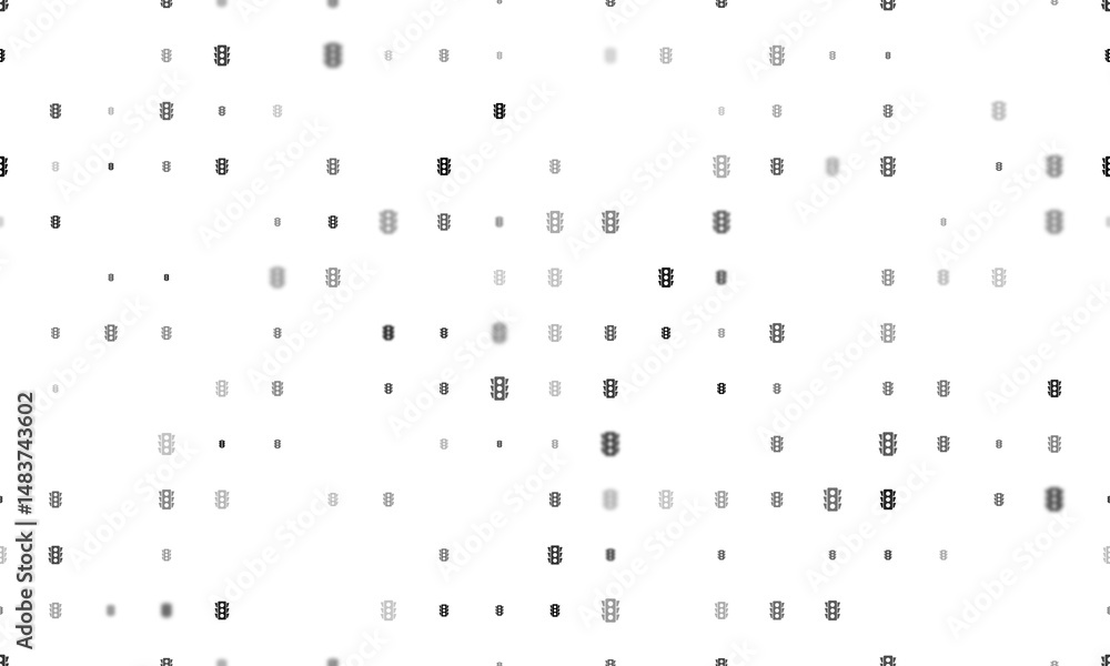Poster seamless background pattern of evenly spaced black traffic lights symbols of different sizes and opa