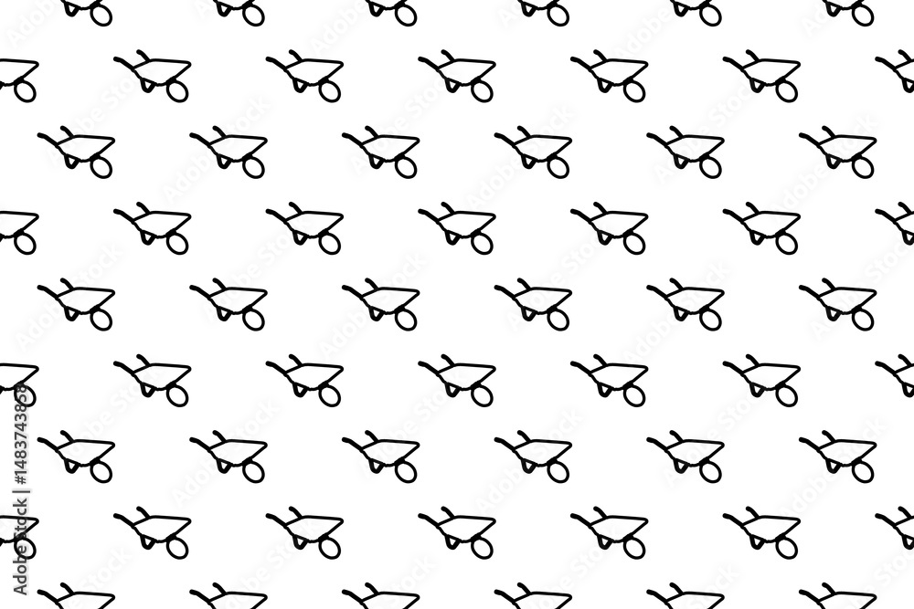 Poster seamless pattern completely filled with outlines of garden carts. elements are evenly spaced. illust