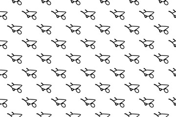 Obraz premium Seamless pattern completely filled with outlines of garden carts. Elements are evenly spaced. Illustration on transparent background