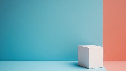 Minimalist setup with a geometric white cube