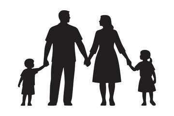 Family silhouette vector illustration.