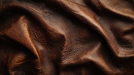 Detailed Aged Leather Surface Texture with Natural Creases, Highlighting Rich Brown Tones for Backgrounds and Design Elements