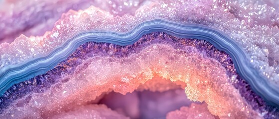 Vibrant Geode Interior Displaying Colorful Crystal Formations with Stunning Textures and Layers of Amethyst and Quartz for Decorative Use