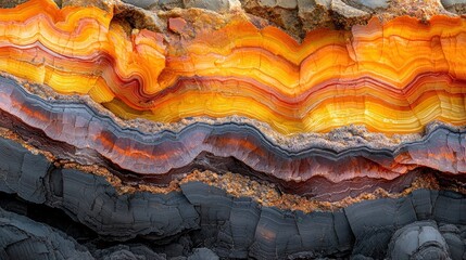 Fine Grained Sediment Layers in Mudstone Background with Striking Orange and Gray Textures Displaying Natural Geological Formation