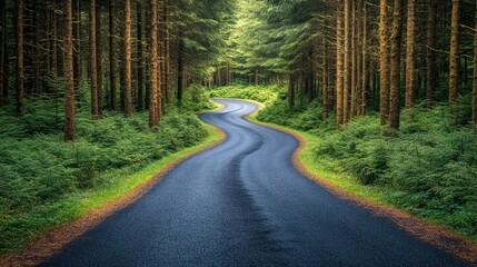 Fototapeta premium Winding road through lush forest