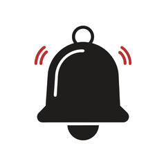 black notification bell icon silhouette vector art