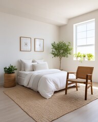 Cozy minimalist bedroom design modern home interior photography bright natural light aesthetic comfort