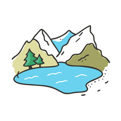 alpine lake icon, alpine lake vector illustration-simple illustration of alpine lake, perfect for alpine lake logos and icons