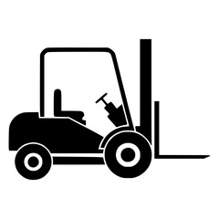 Black and White Forklift Silhouette Icon