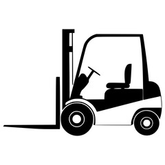 Black and White Forklift Silhouette Icon