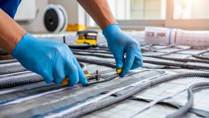 Professional Installation of Underfloor Heating System in Modern Home &ndash; Precision and Comfort in High-Detail