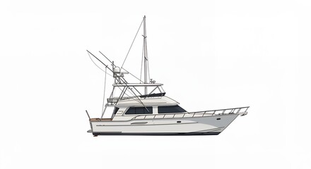 Fishing boat side view illustration