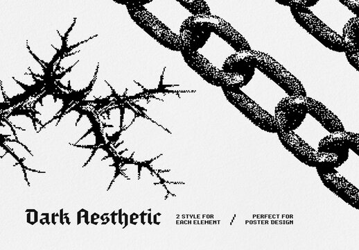Ditailed Dark Aesthetic Dithering Graphic Pack
