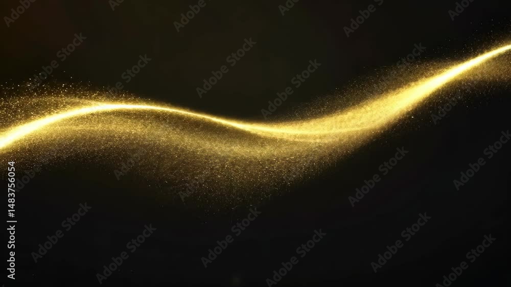 Aufkleber a stream of gold glitter is falling from the sky. the glitter is falling in a wave-like pattern, cre
