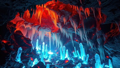 Glowing crystal cave: Abstract, fantasy, vivid