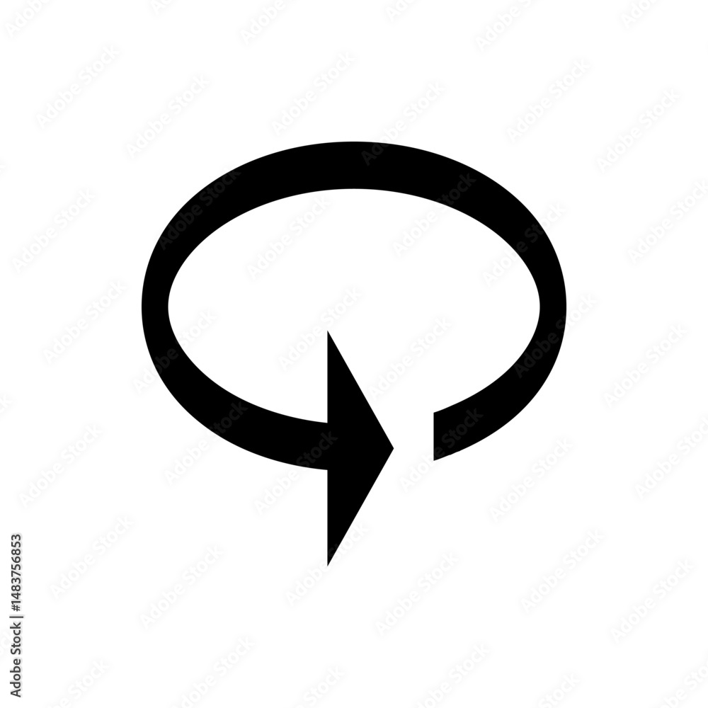 Poster black circular arrow pointing right indicating rotation or movement in a clockwise direction icon de
