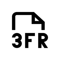 Illustration of a document icon with a folded corner and the text 3fr underneath in black on white background