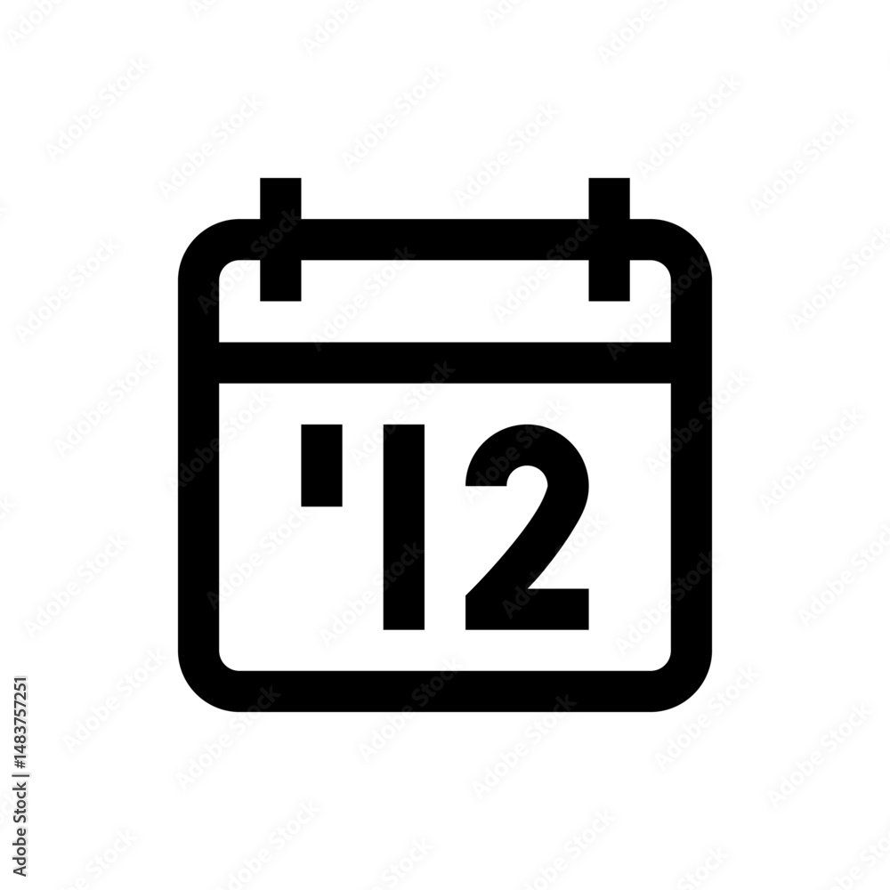 Poster illustration of a calendar icon with the number twelve indicating a specific date or a time period o