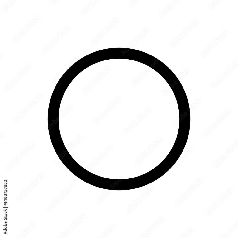 Poster a simple black circle outline with a thick stroke displayed on a white background in a minimalist st