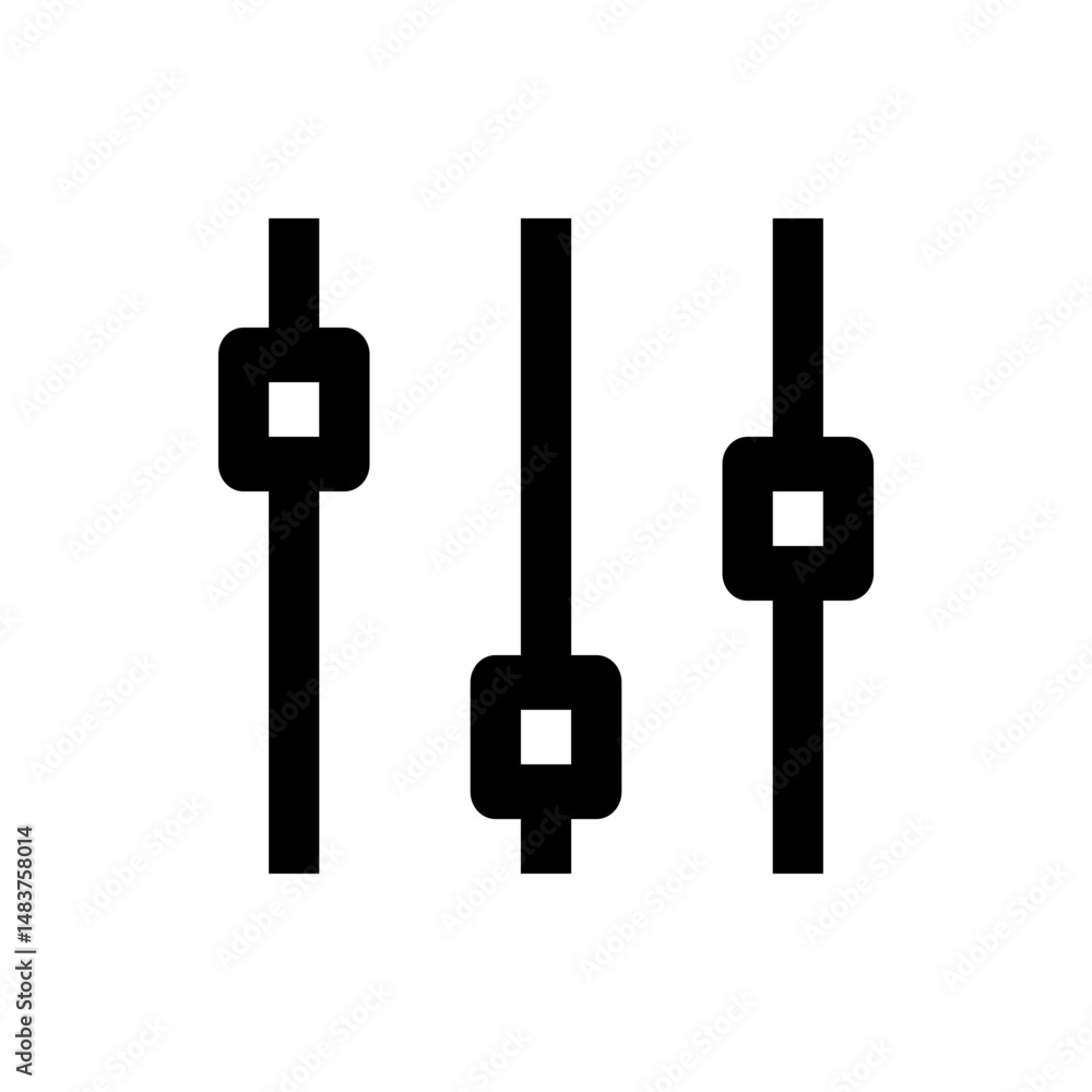 Poster illustration of three vertical sliders with square handles, representing settings or adjustment cont
