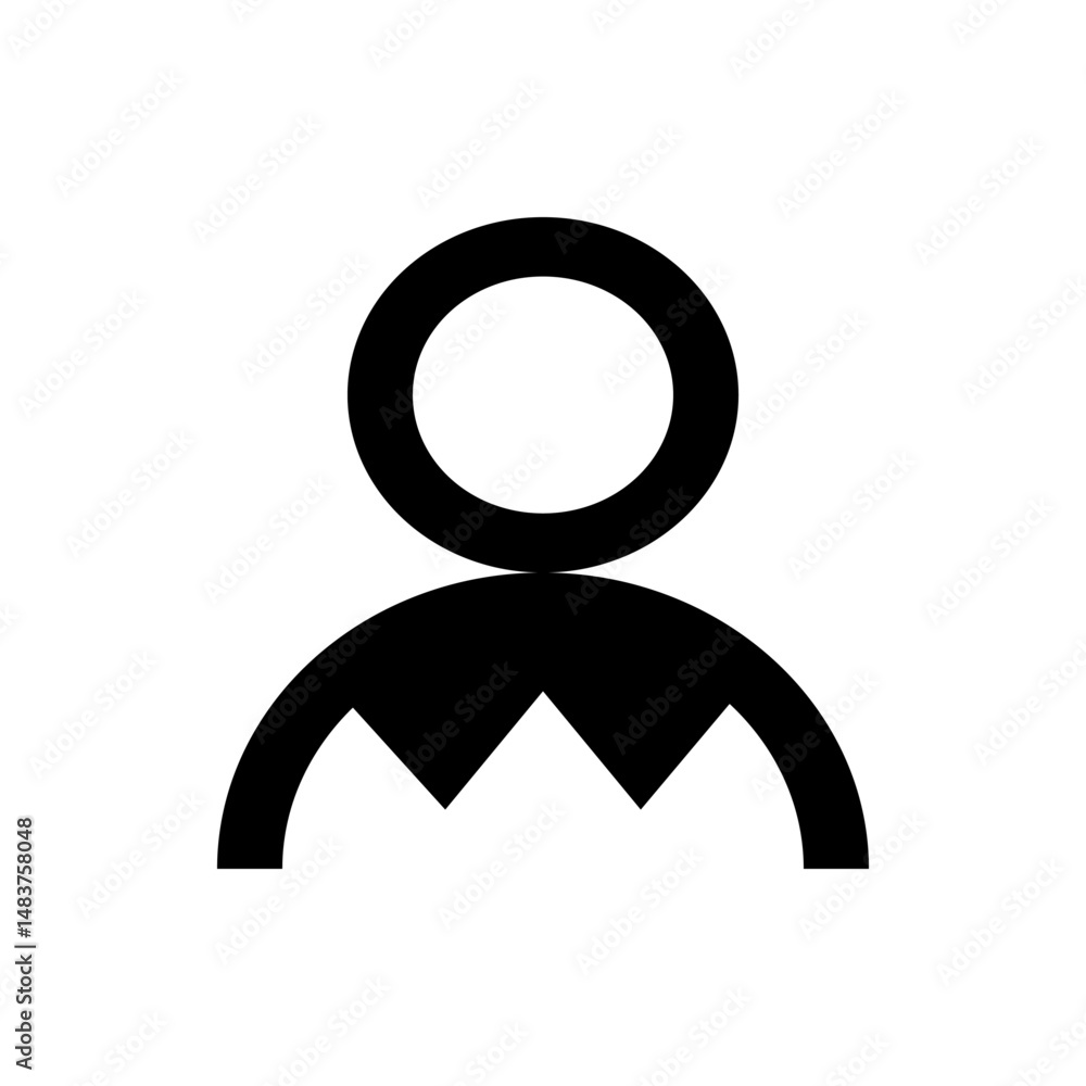 Poster a simple black and white graphic featuring a circle above a curved shape with jagged peaks below it 