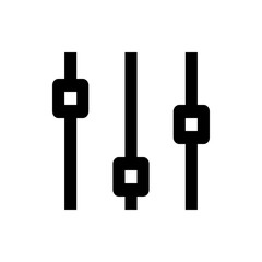 Illustration of three vertical sliders with square handles, representing settings or adjustment controls icon