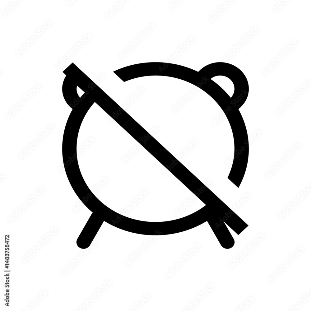 Poster alarm clock with a diagonal line through it indicating it is muted or disabled in a simple style