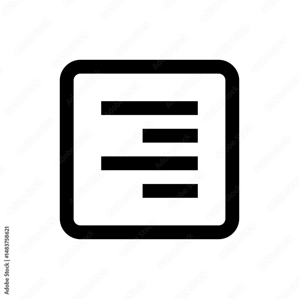 Poster illustration of a document icon with horizontal lines inside a rounded square, black and white style