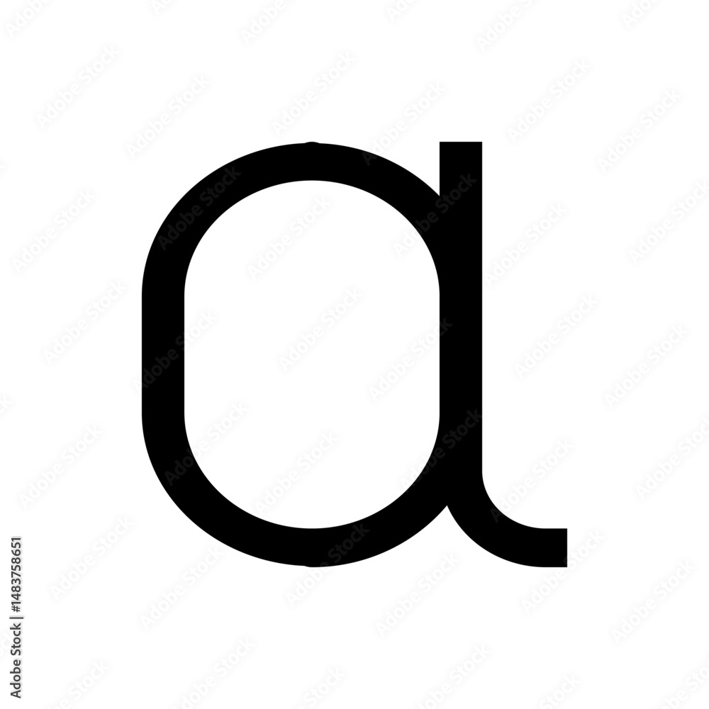 Poster illustration of a lowercase letter a in a simple black font with a rounded shape on a white backgrou