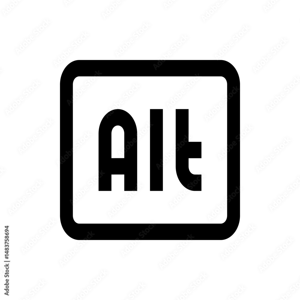 Aufkleber illustration of a keyboard key with the word alt inside a rounded rectangle with a thick black outli